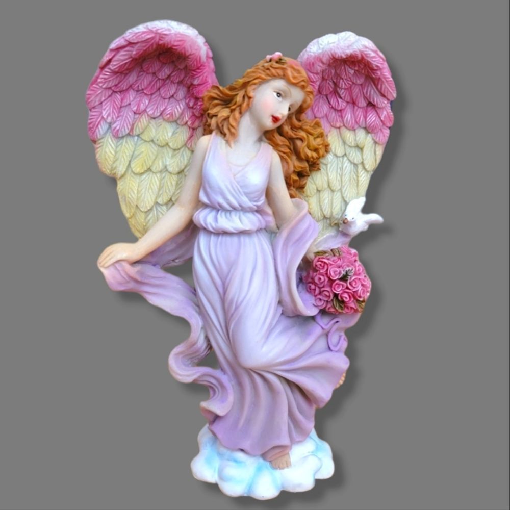 Vintage Heaven Sent purple pink porcelain angel